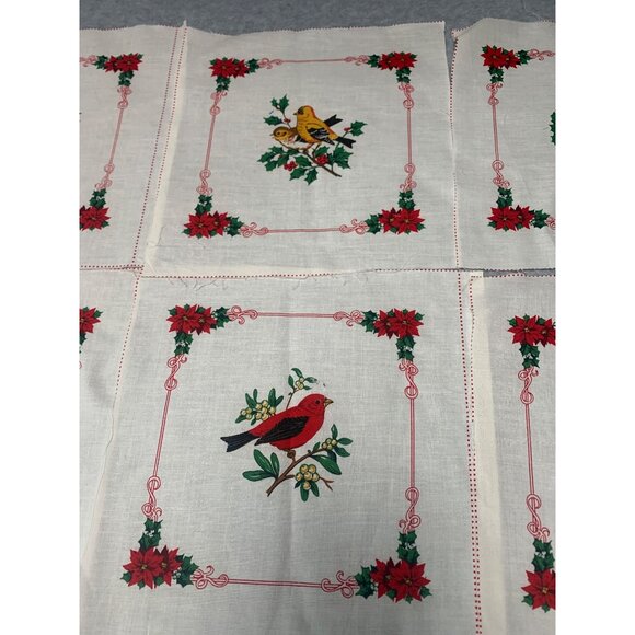 Vintage Cranston Print Works Christmas Bird Quilt Squares Set 7 8.5" Cotton Fabr - Picture 4 of 9